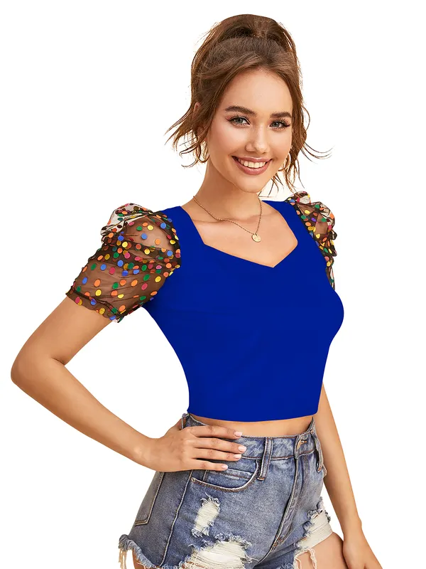 Royal_Blue_Polyester_Blend_Stylish_Top_For_Women
