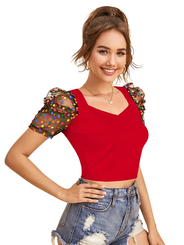 Red_Polyester_Blend_Stylish_Top_For_Women