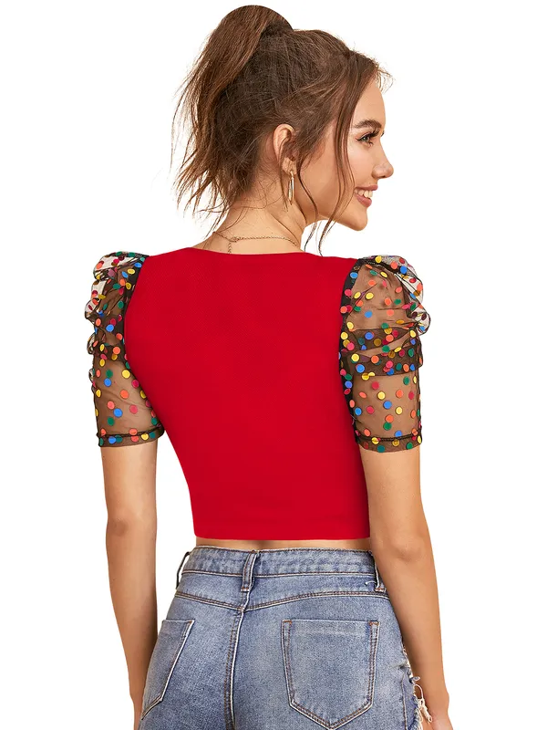 Red_Polyester_Blend_Stylish_Top_For_Women