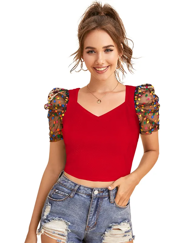 Red_Polyester_Blend_Stylish_Top_For_Women