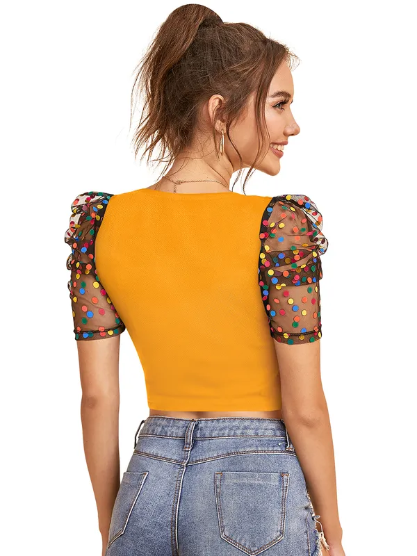 Yellow_Polyester_Blend_Stylish_Top_For_Women