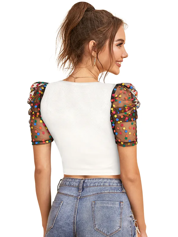 White_Polyester_Blend_Stylish_Top_For_Women