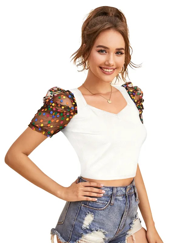 White_Polyester_Blend_Stylish_Top_For_Women