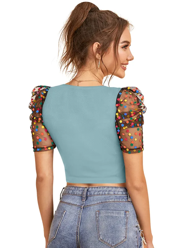 Light_Green_Polyester_Blend_Stylish_Top_For_Women