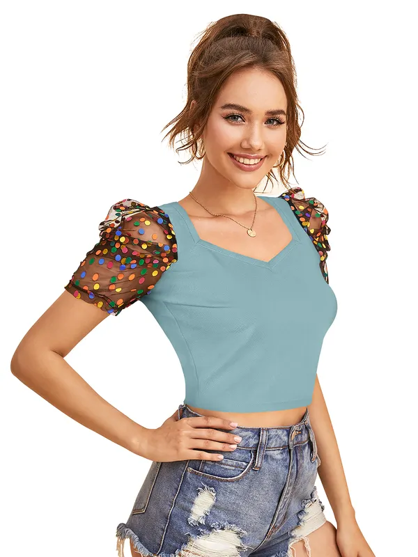 Light_Green_Polyester_Blend_Stylish_Top_For_Women