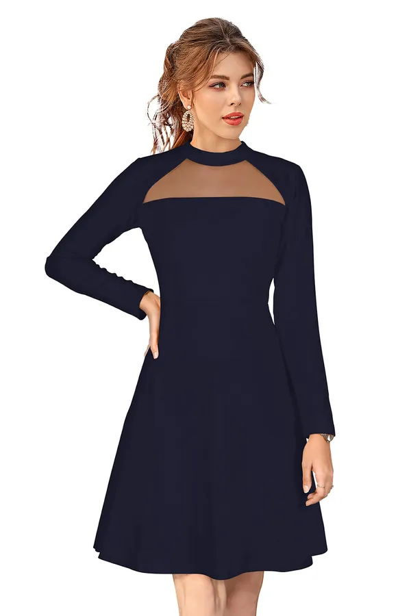 Blue_Knitting_And_Stretchable_Western_Dress_For_Women