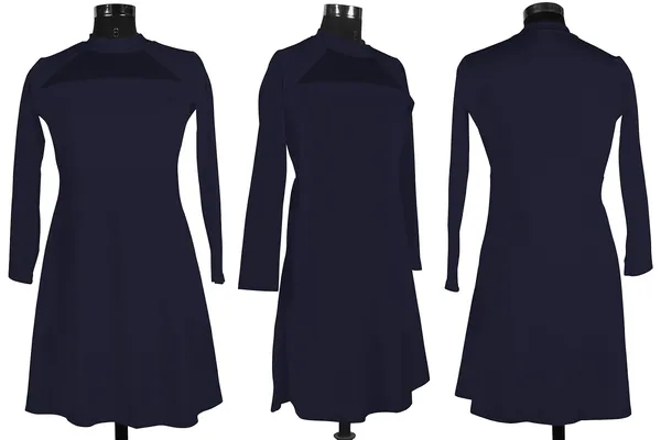 Blue_Knitting_And_Stretchable_Western_Dress_For_Women