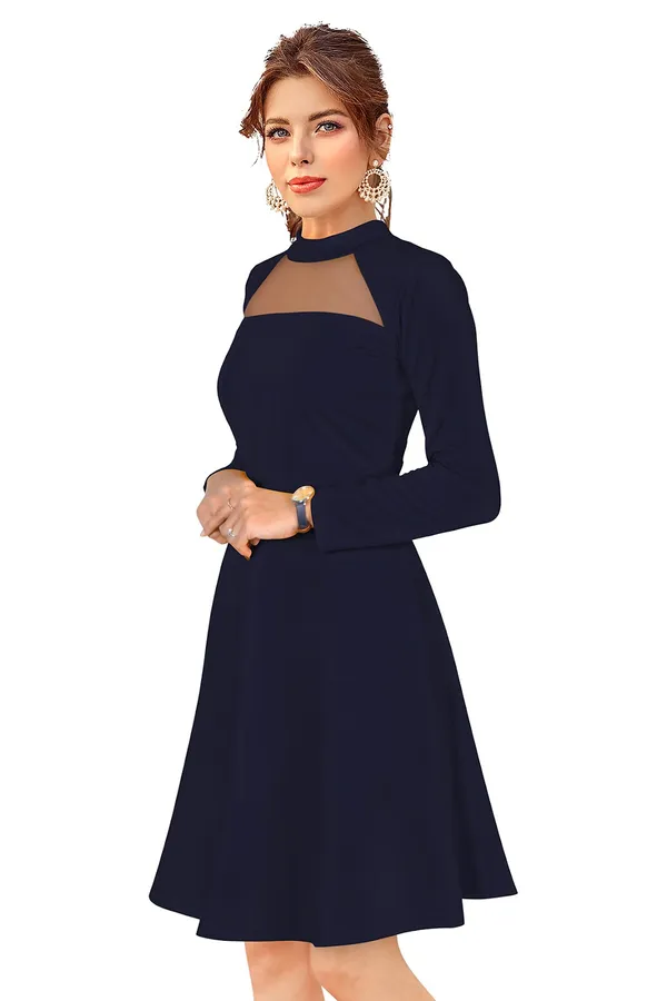 Blue_Knitting_And_Stretchable_Western_Dress_For_Women