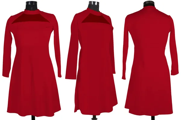 Red_Knitting_And_Stretchable_Western_Dress_For_Women