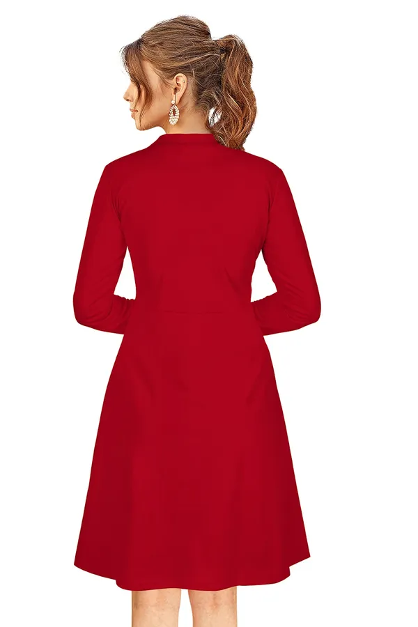 Red_Knitting_And_Stretchable_Western_Dress_For_Women