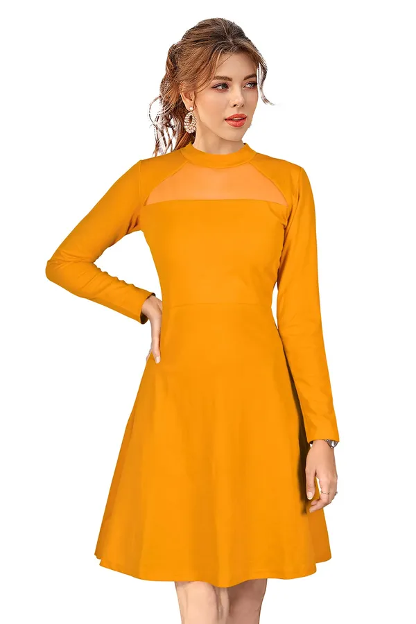 Yellow_Knitting_And_Stretchable_Western_Dress_For_Women