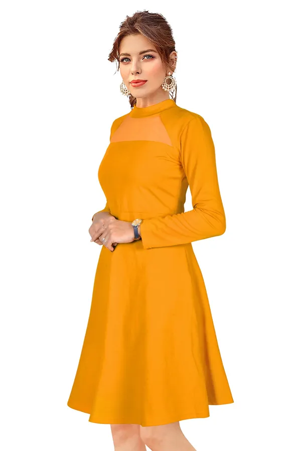 Yellow_Knitting_And_Stretchable_Western_Dress_For_Women