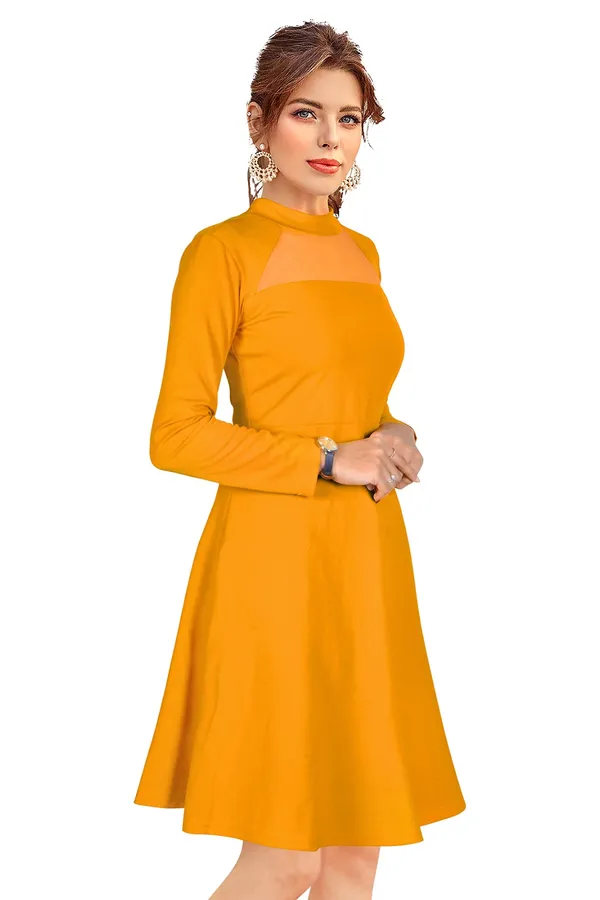 Yellow_Knitting_And_Stretchable_Western_Dress_For_Women