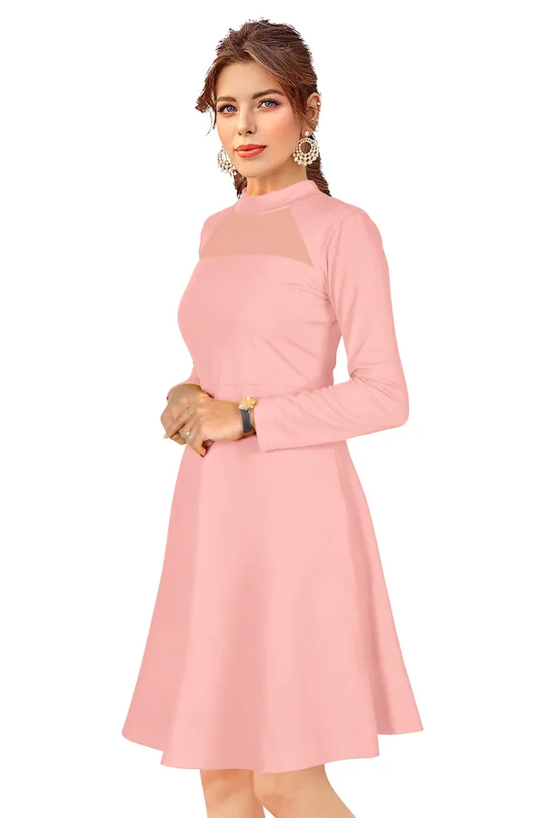 Peach_Knitting_And_Stretchable_Western_Dress_For_Women