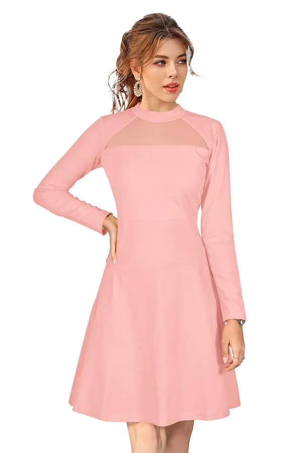Peach_Knitting_And_Stretchable_Western_Dress_For_Women