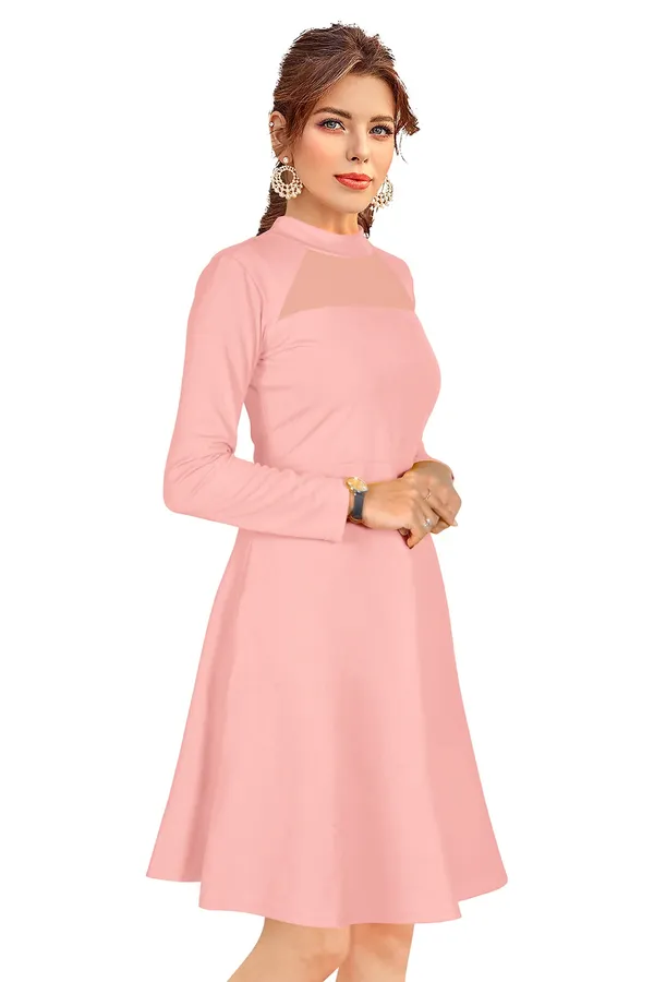 Peach_Knitting_And_Stretchable_Western_Dress_For_Women
