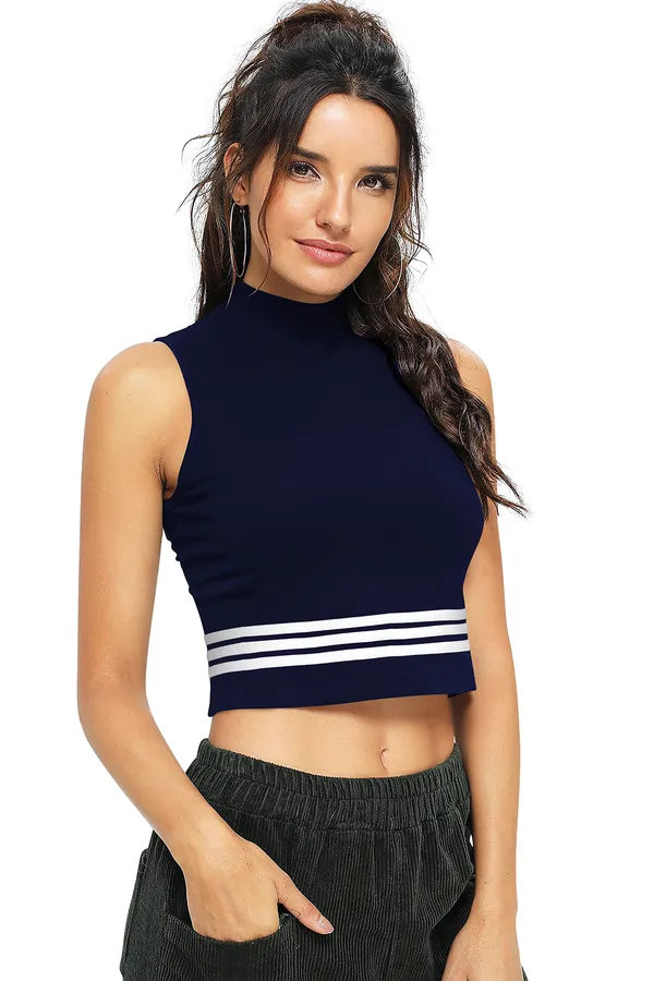 Blue_Polyester_Blend_Stylish_Top_For_Women