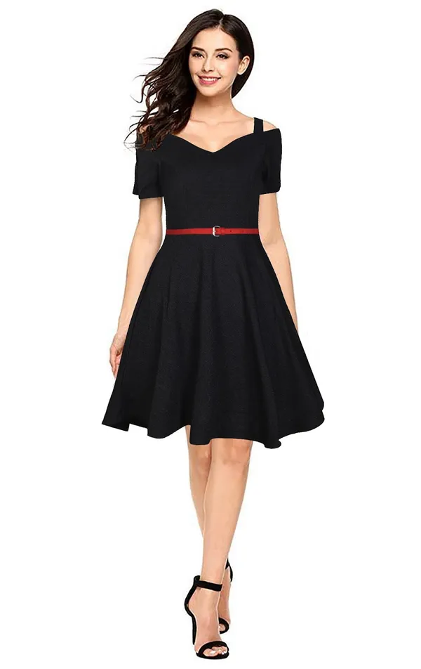 Black_Polyster_Western_Dress_For_Women