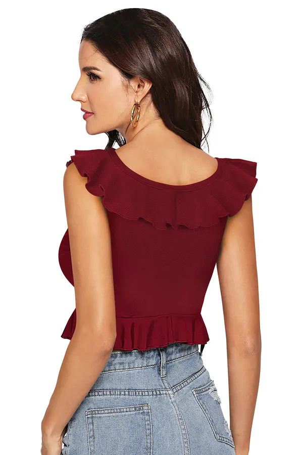 Maroon_Polyester_Blend_Stylish_Top_For_Women