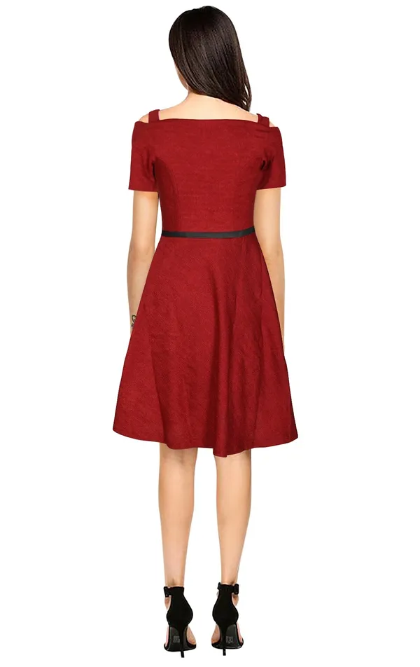 Maroon_Polyster_Western_Dress_For_Women