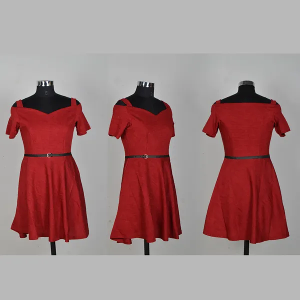 Maroon_Polyster_Western_Dress_For_Women