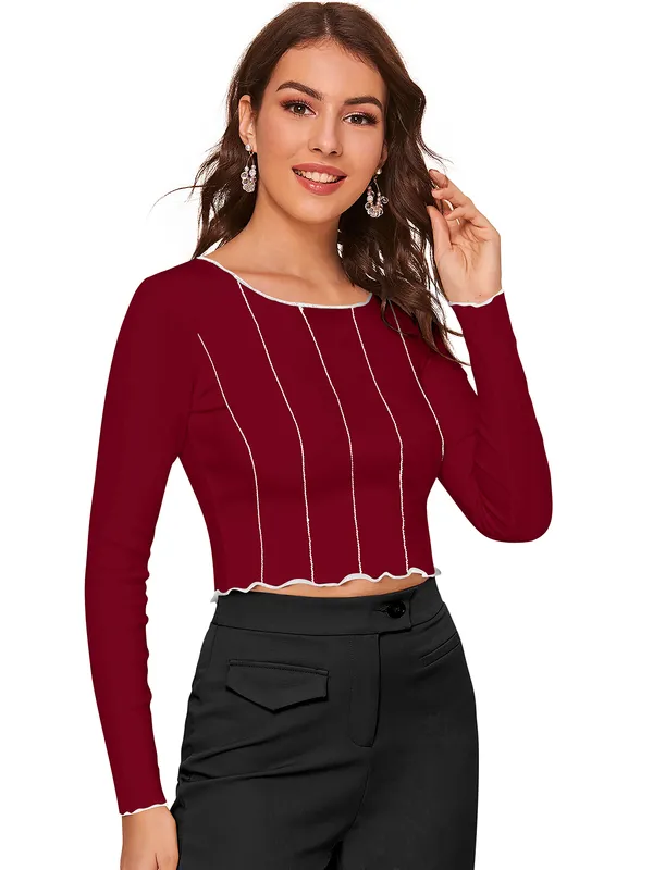 Maroon_Polyester_Blend_Stylish_Top_For_Women