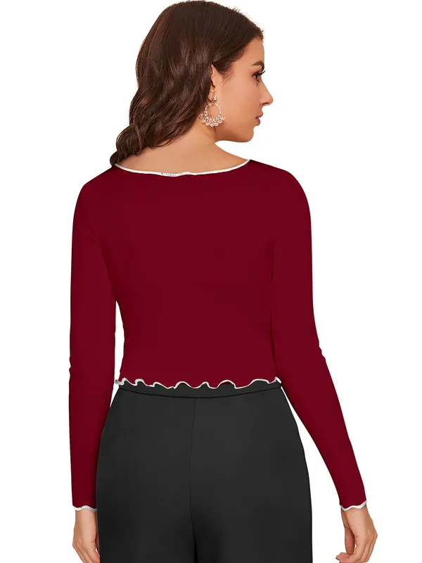 Maroon_Polyester_Blend_Stylish_Top_For_Women