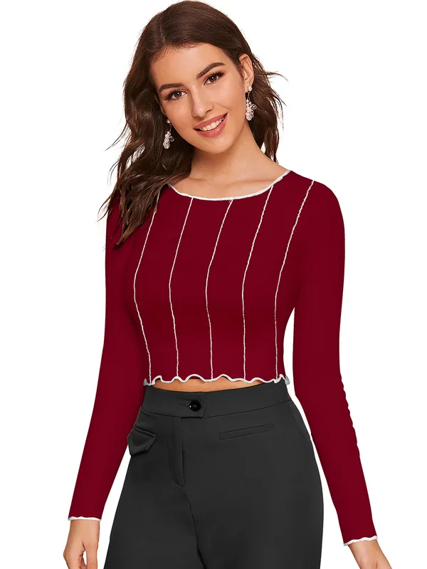 Maroon_Polyester_Blend_Stylish_Top_For_Women