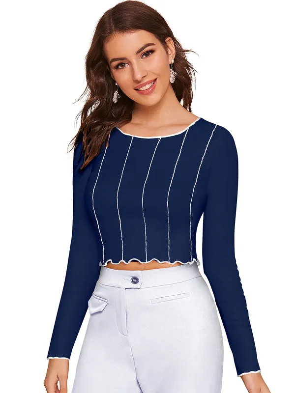 Blue_Polyester_Blend_Stylish_Top_For_Women