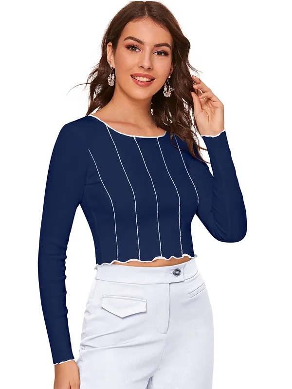 Blue_Polyester_Blend_Stylish_Top_For_Women