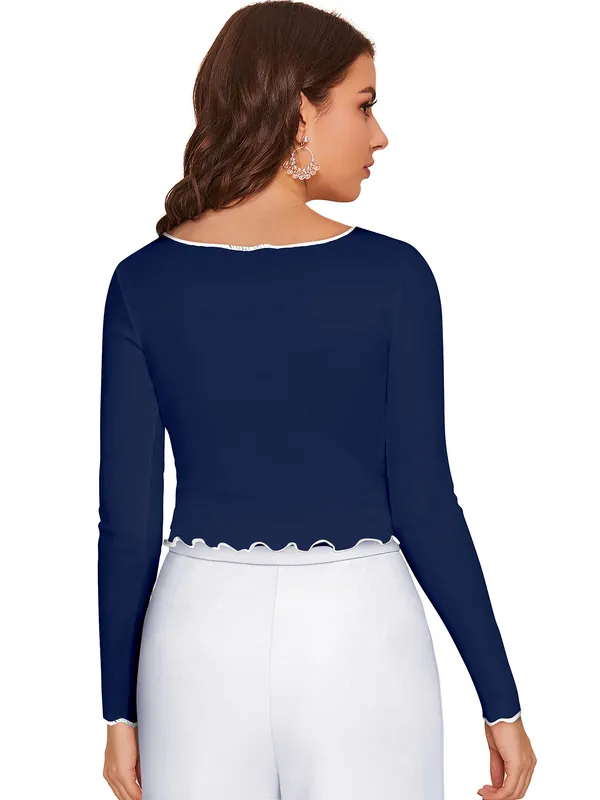 Blue_Polyester_Blend_Stylish_Top_For_Women