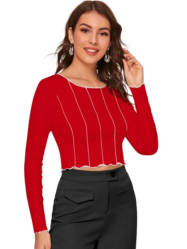 Red_Polyester_Blend_Stylish_Top_For_Women