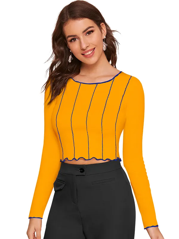 Yellow_Polyester_Blend_Stylish_Top_For_Women