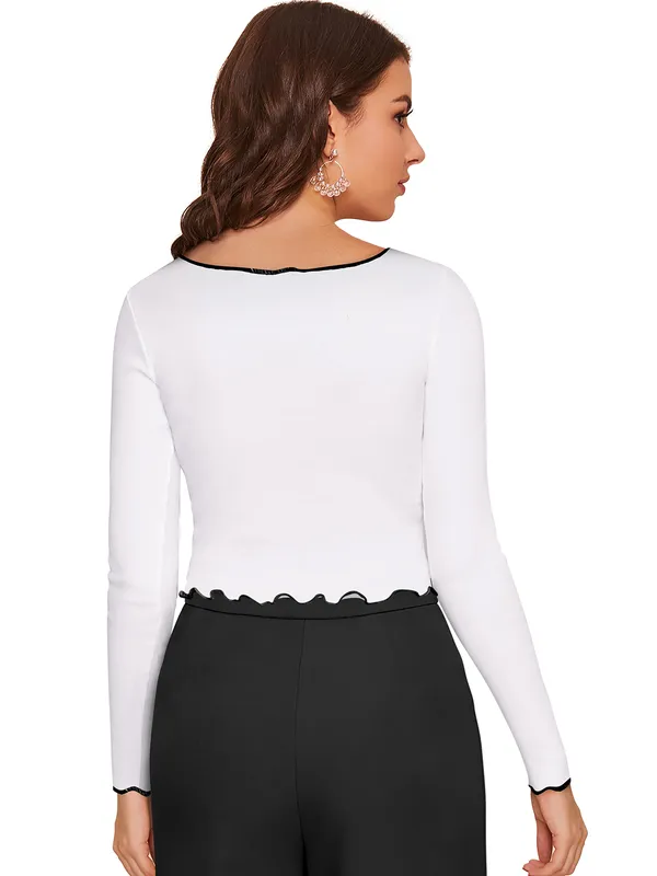 White_Polyester_Blend_Stylish_Top_For_Women