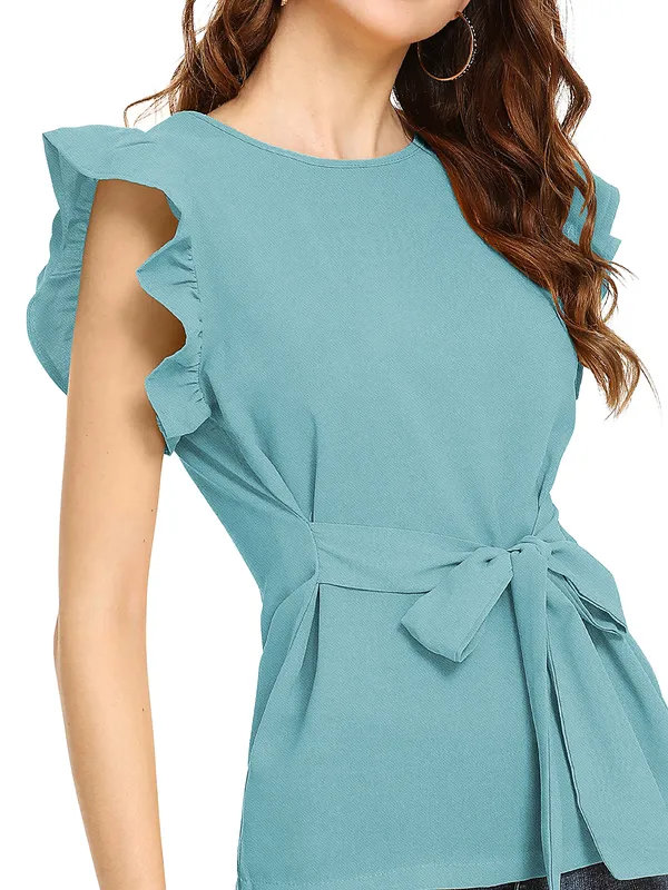 Light_Green_Polyester_Blend_Stylish_Top_For_Women