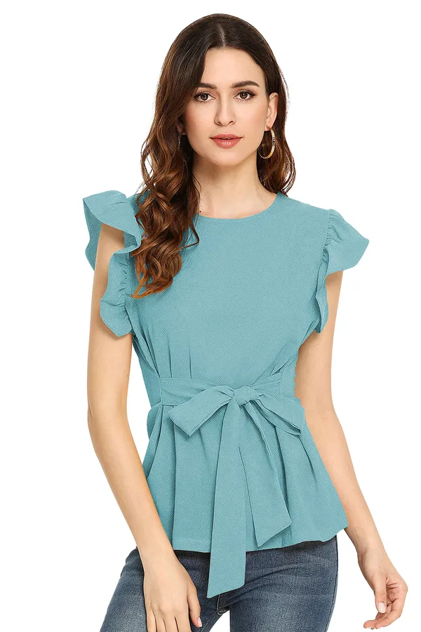 Light_Green_Polyester_Blend_Stylish_Top_For_Women