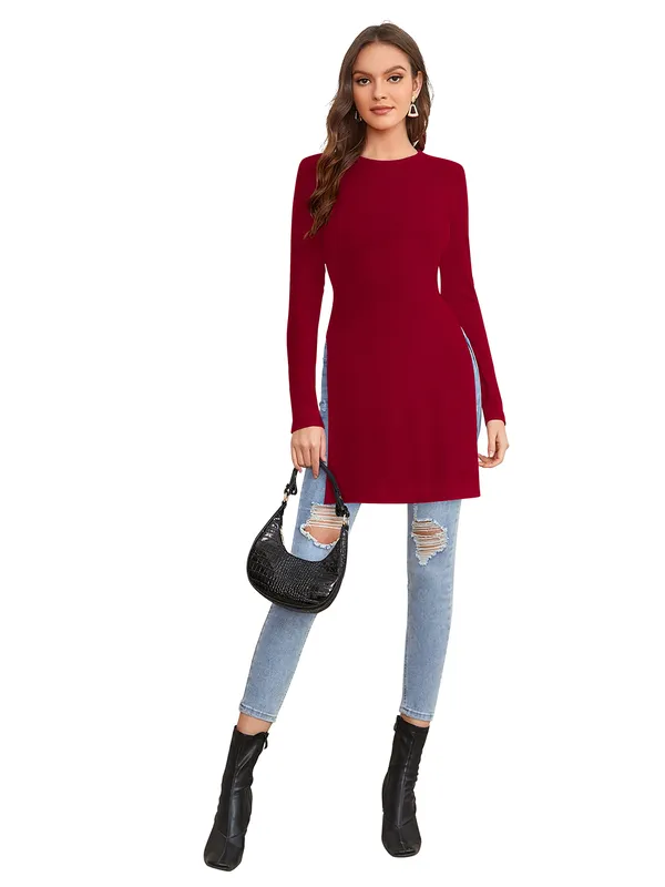 Maroon_Polyester_Blend_Stylish_Top_For_Women