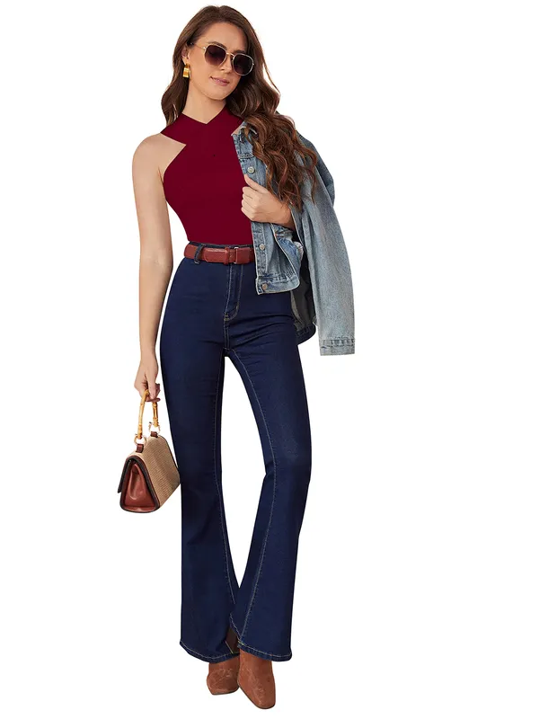Maroon_Polyester_Blend_Stylish_Top_For_Women