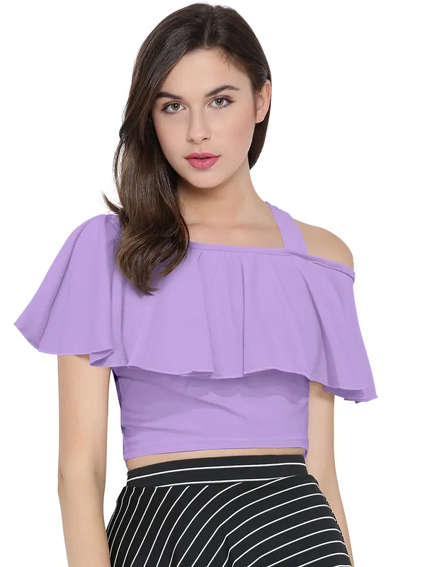 Purple_Polyester_Blend_Stylish_Top_For_Women