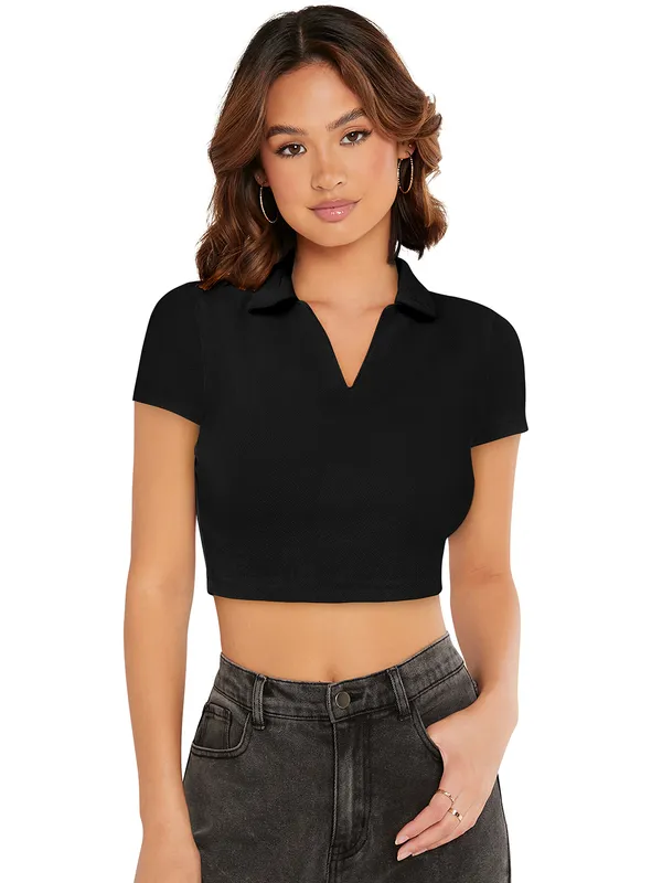 Black_Polyester_Blend_Stylish_Top_For_Women