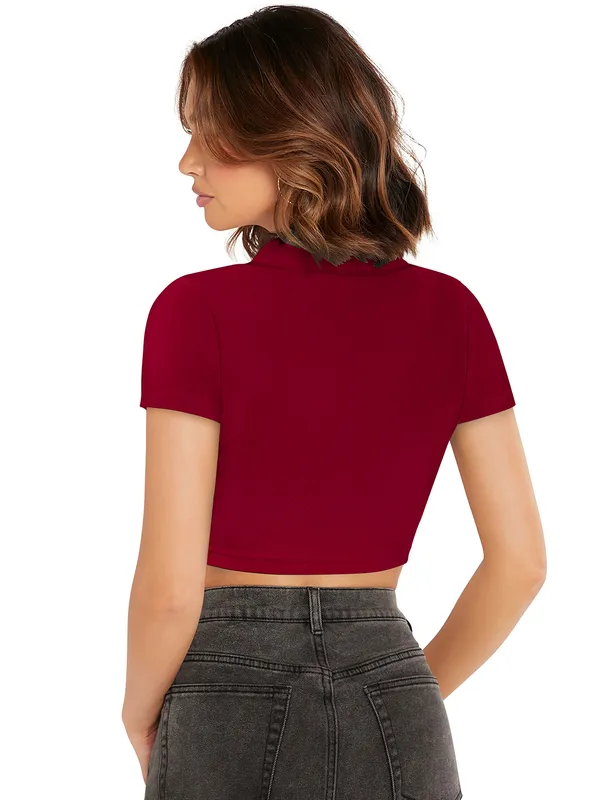Maroon_Polyester_Blend_Stylish_Top_For_Women