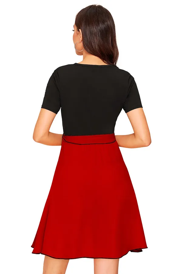 Red_Knitting_And_Stretchable_Western_Dress_For_Women