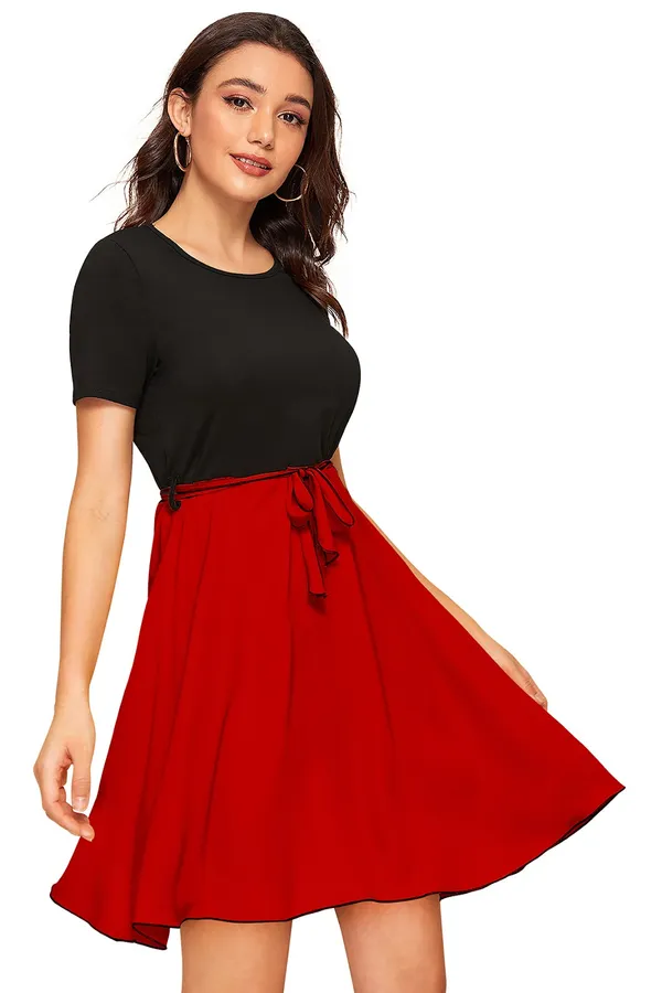 Red_Knitting_And_Stretchable_Western_Dress_For_Women