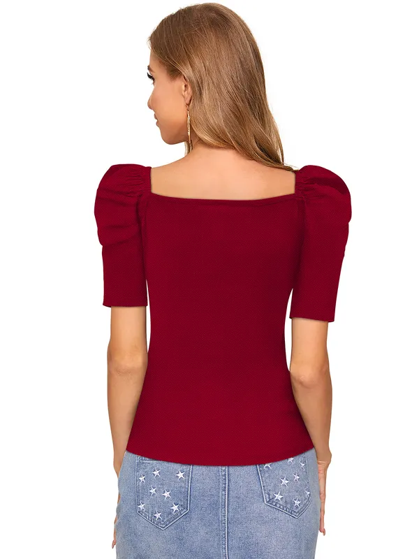 Maroon_Polyester_Blend_Stylish_Top_For_Women