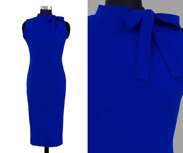 Blue_Knitting_And_Stretchable_Western_Dress_For_Women