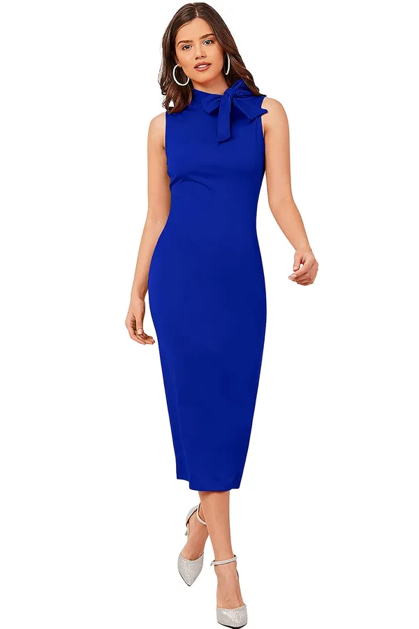 Blue_Knitting_And_Stretchable_Western_Dress_For_Women