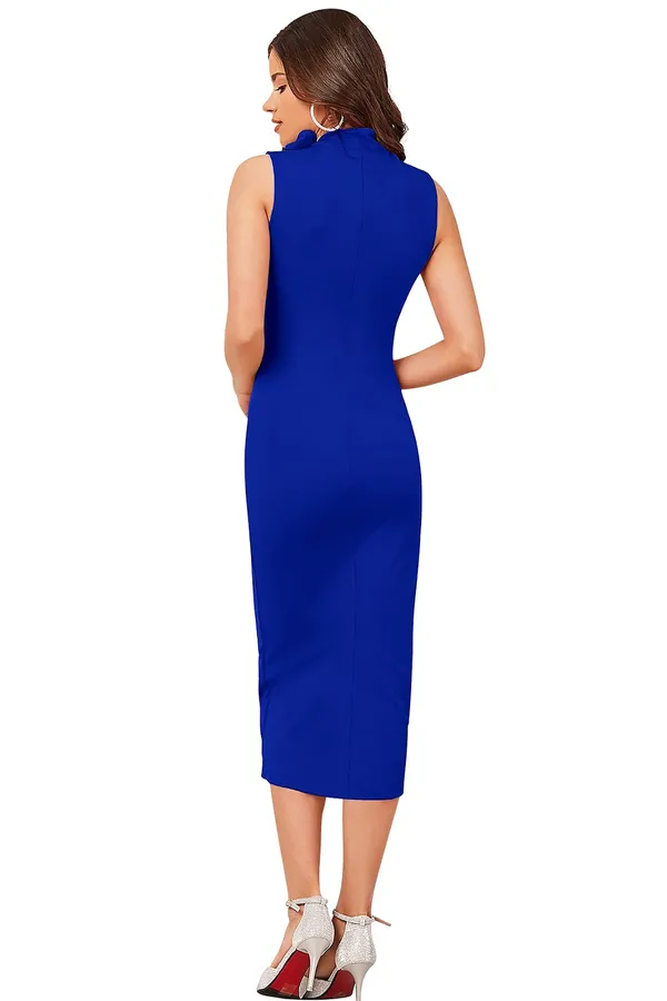Blue_Knitting_And_Stretchable_Western_Dress_For_Women