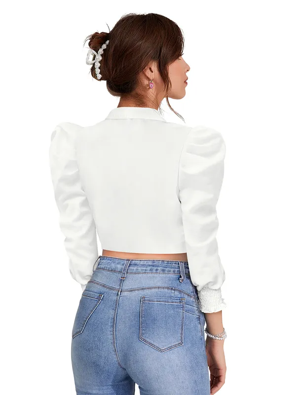 White_Polyester_Blend_Stylish_Top_For_Women