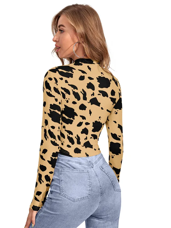 Beige_Polyester_Blend_Stylish_Top_For_Women