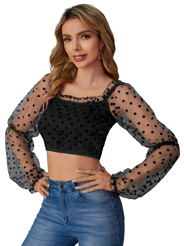 Black_Polyester_Blend_Stylish_Top_For_Women